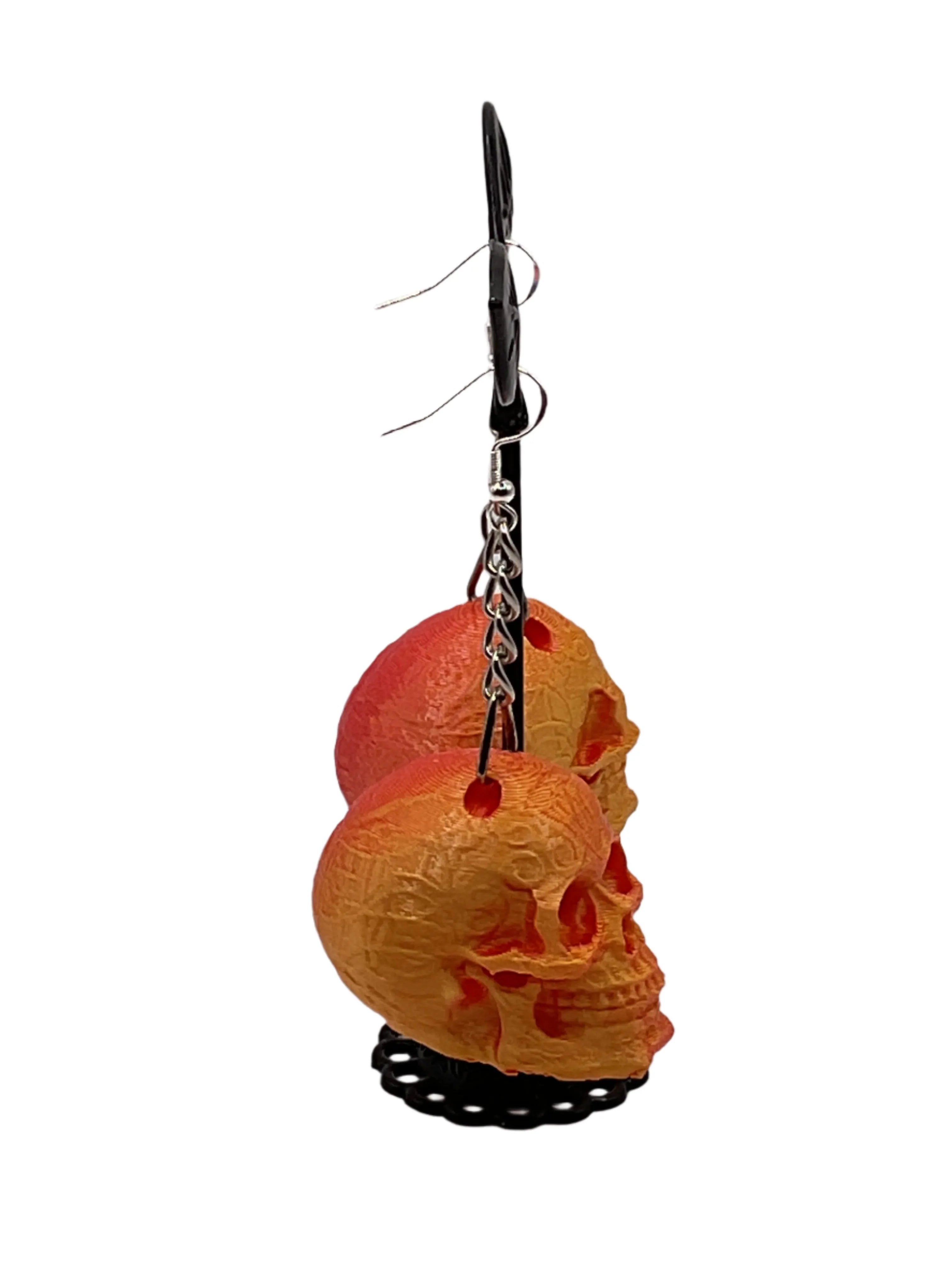 Orange Skull Earrings