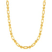 Rounded Rectangular Link Necklace with Textured Round Links in 14k Yellow Gold