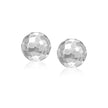 14k White Gold Round Faceted Style Stud Earrings(7mm)