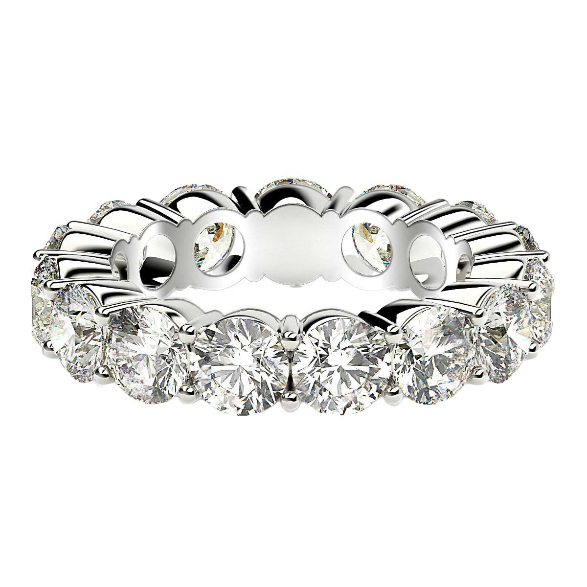 Round Cut Lab Grown Diamond Eternity Ring in 14k White Gold (5 cttw FG/VS2)