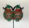 Christmas Sloth in Wreath earrings