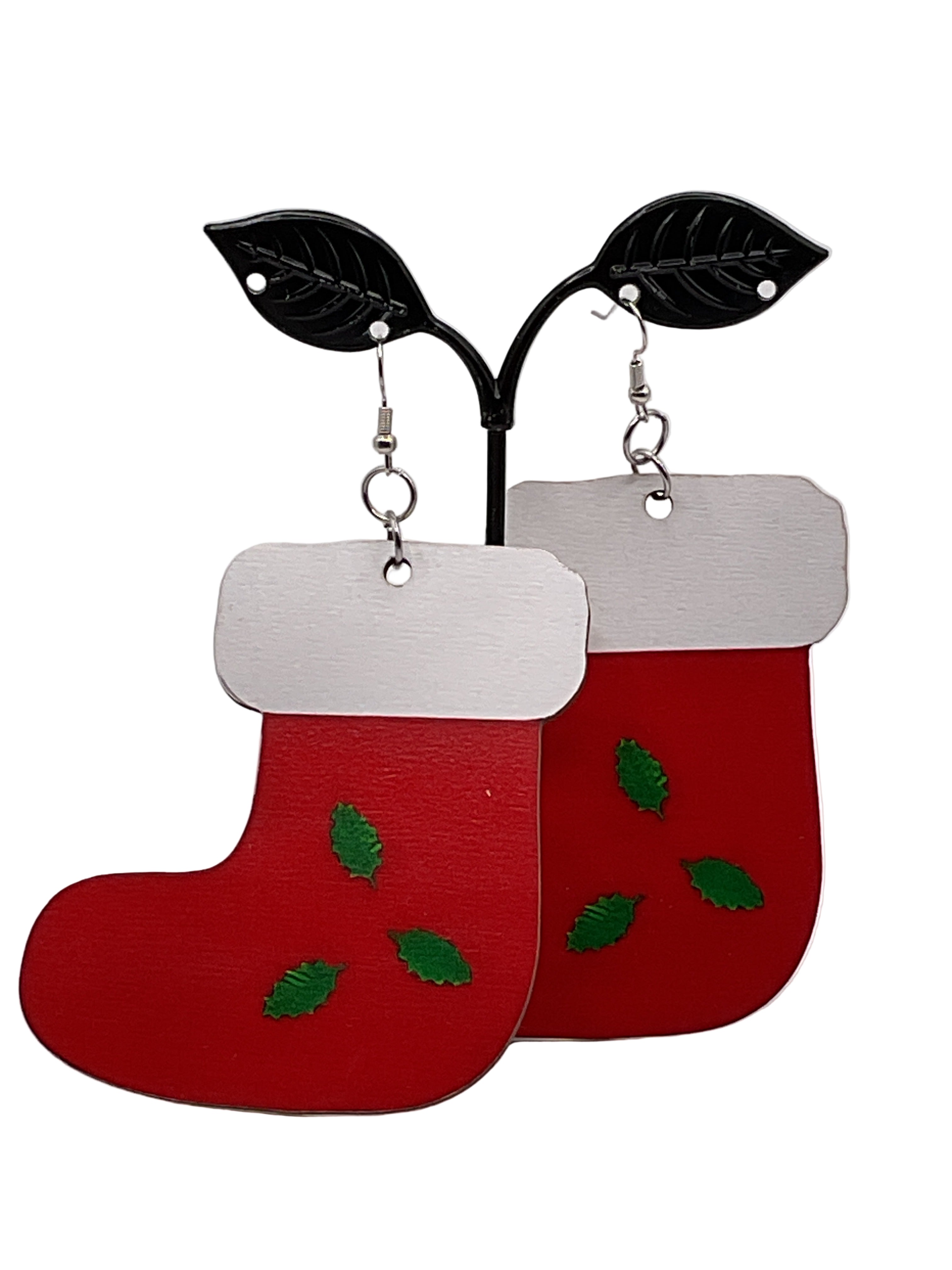 Large Wooden Christmas Earrings