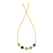 Adjustable Bracelet with Multicolored Large Round Gemstones in 14k Yellow Gold (1.00 mm)