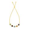 Adjustable Bracelet with Multicolored Large Round Gemstones in 14k Yellow Gold (1.00 mm)