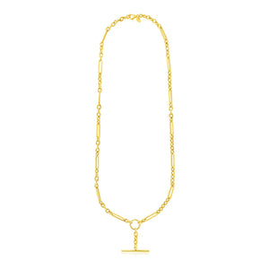 14k Yellow Gold Alternating Oval and Round Chain Necklace with Toggle