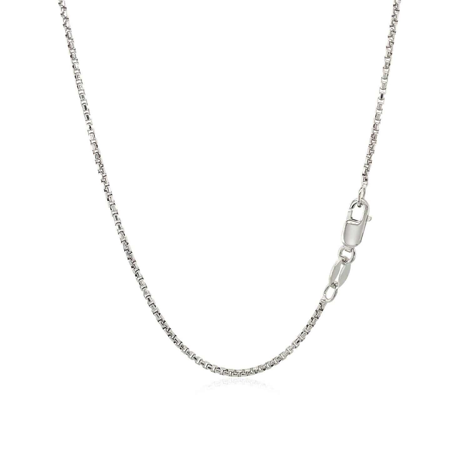 Sterling Silver Rhodium Plated Round Box Chain (1.30 mm)