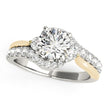 14k White And Yellow Gold Round Bypass Diamond Engagement Ring (1 1/2 cttw)