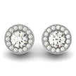 14k White Gold Round Diamond Halo Milgrain Border Earrings (3/4 cttw)