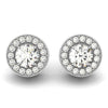 14k White Gold Round Diamond Halo Milgrain Border Earrings (3/4 cttw)