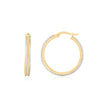 14K Two Tone Gold Diamond Cut Round Hoop Earrings