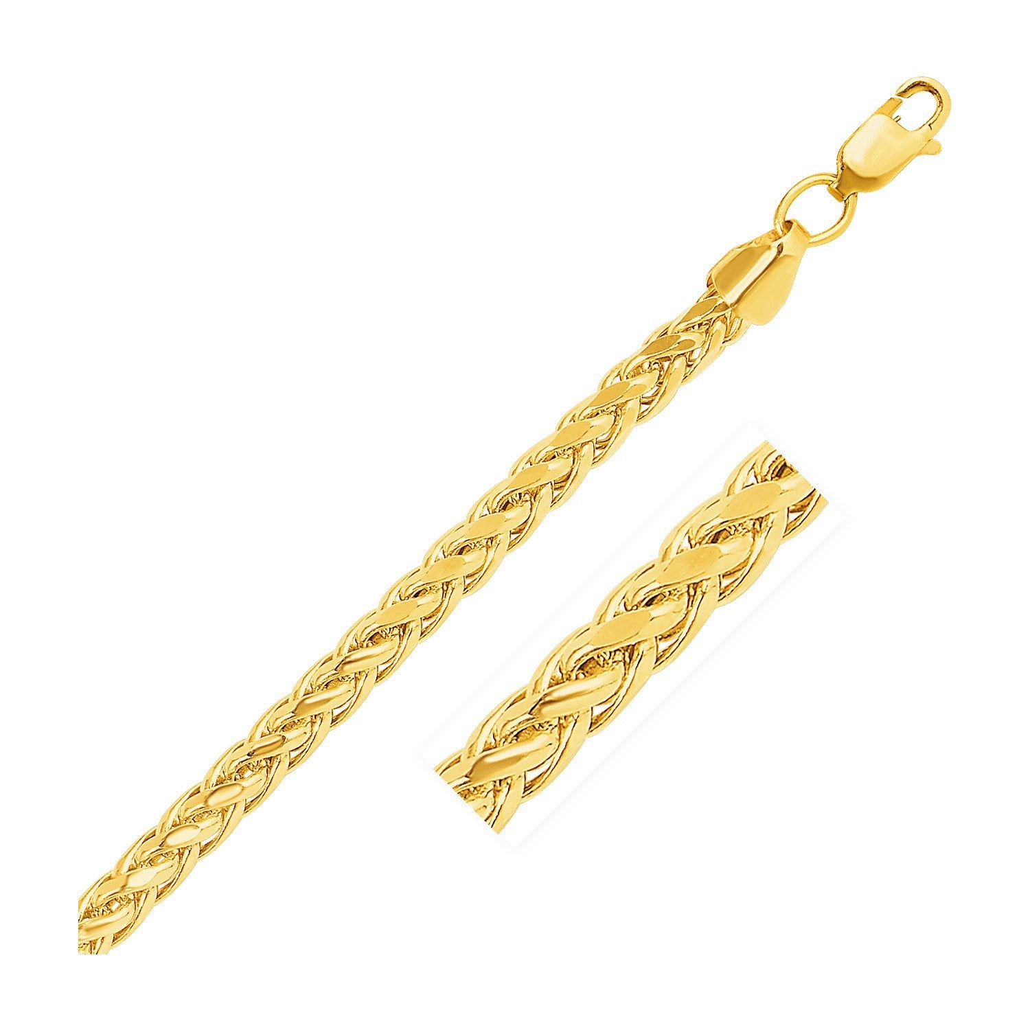 14k Yellow Gold Diamond Cut Round Franco Bracelet (5.30 mm)