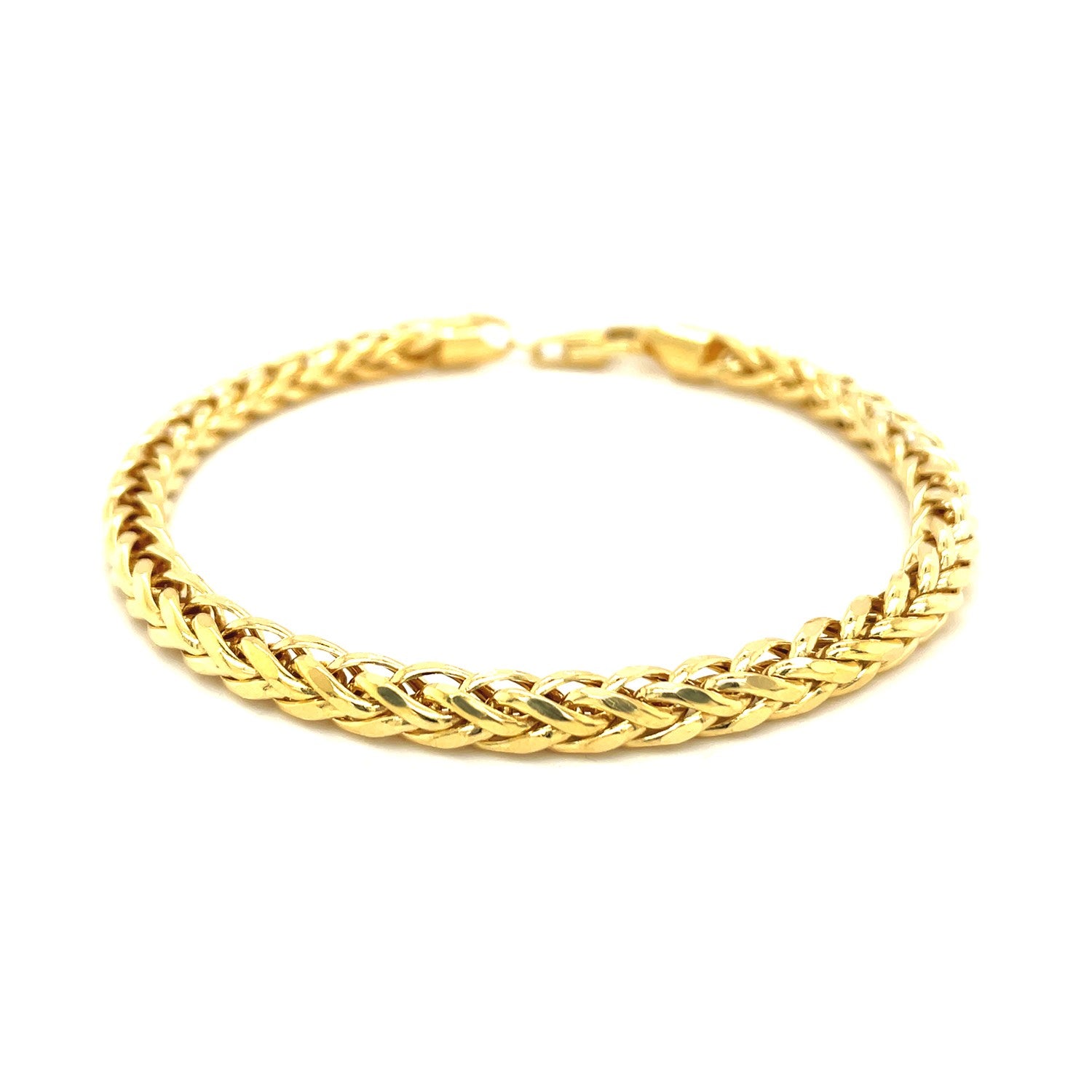 14k Yellow Gold Diamond Cut Round Franco Bracelet (5.30 mm)