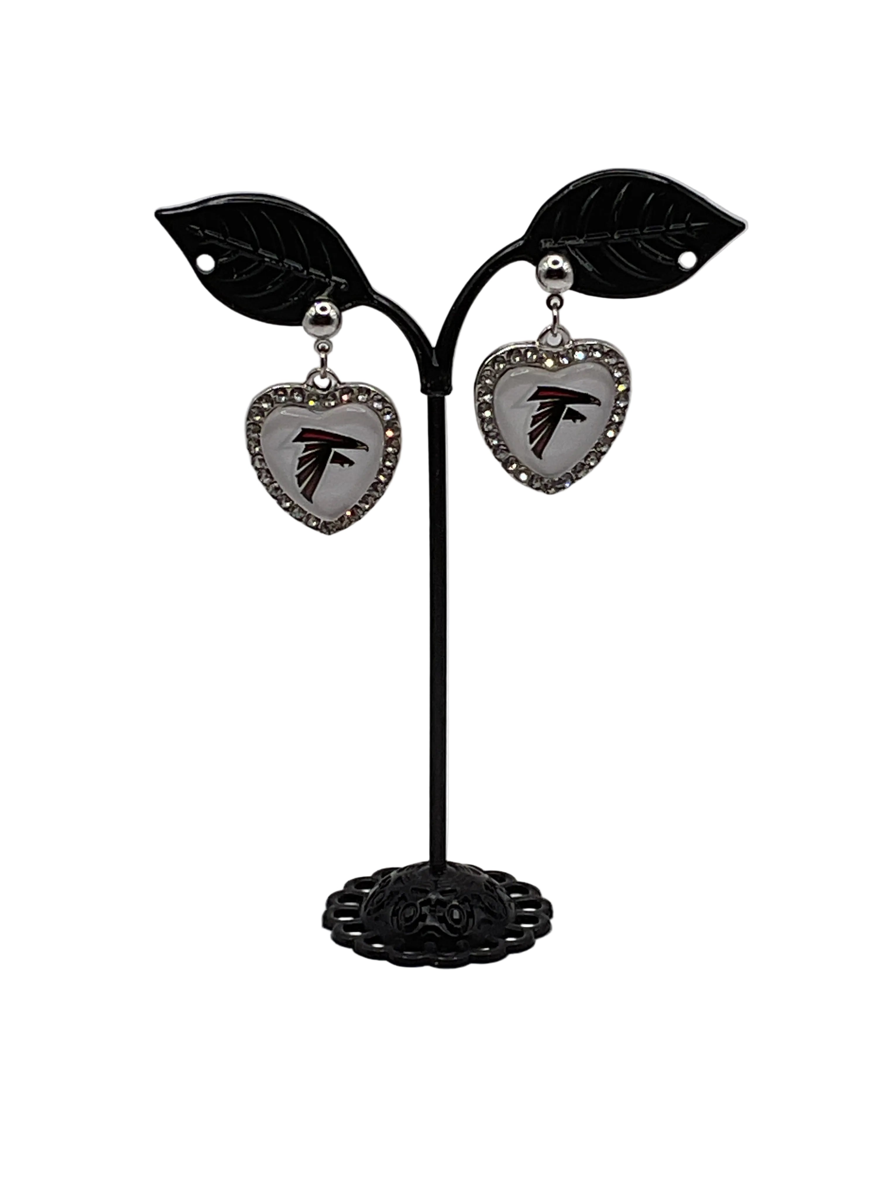 Football Heart And Crystal Earrings
