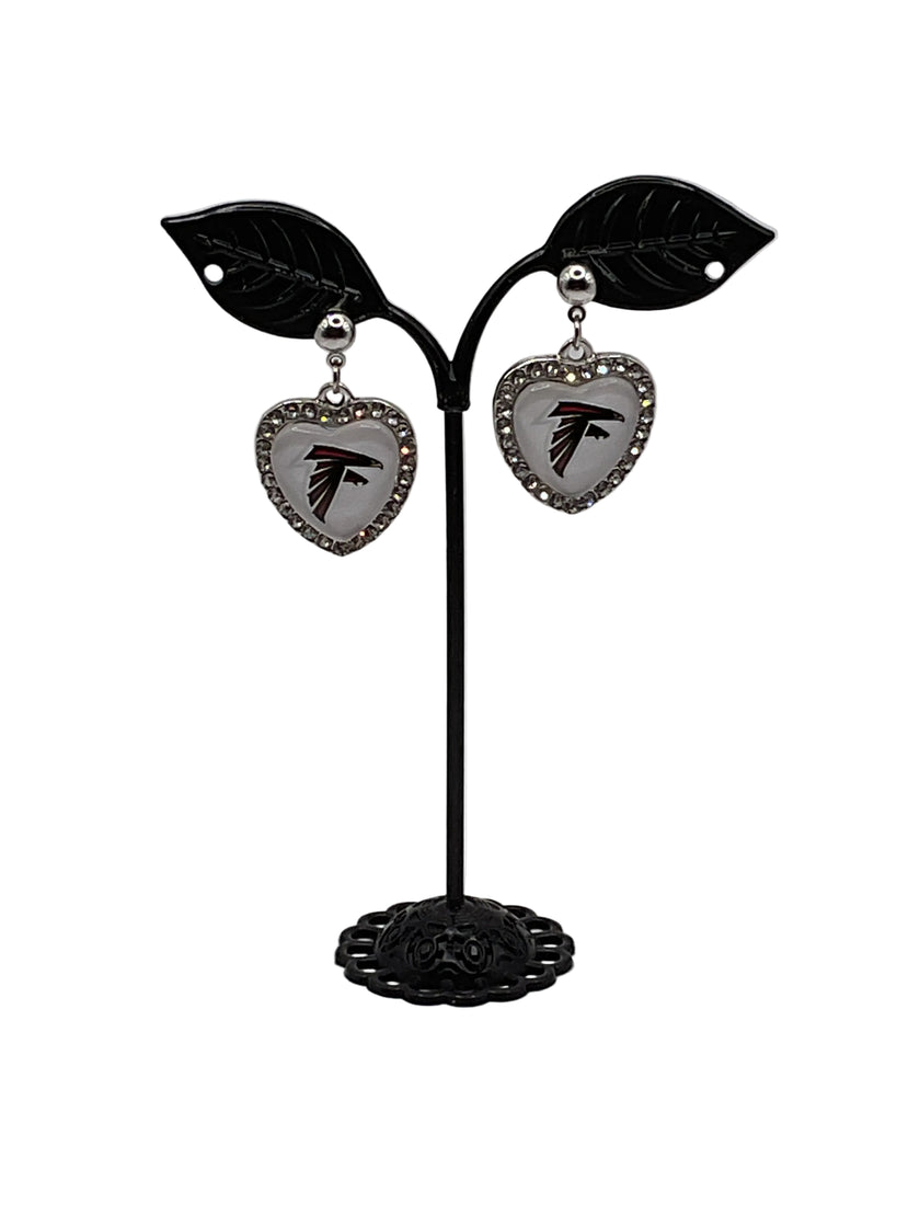 Football Heart And Crystal Earrings