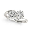 14k White Gold Halo Set Round Two Stone Diamond Ring (3/8 cttw)