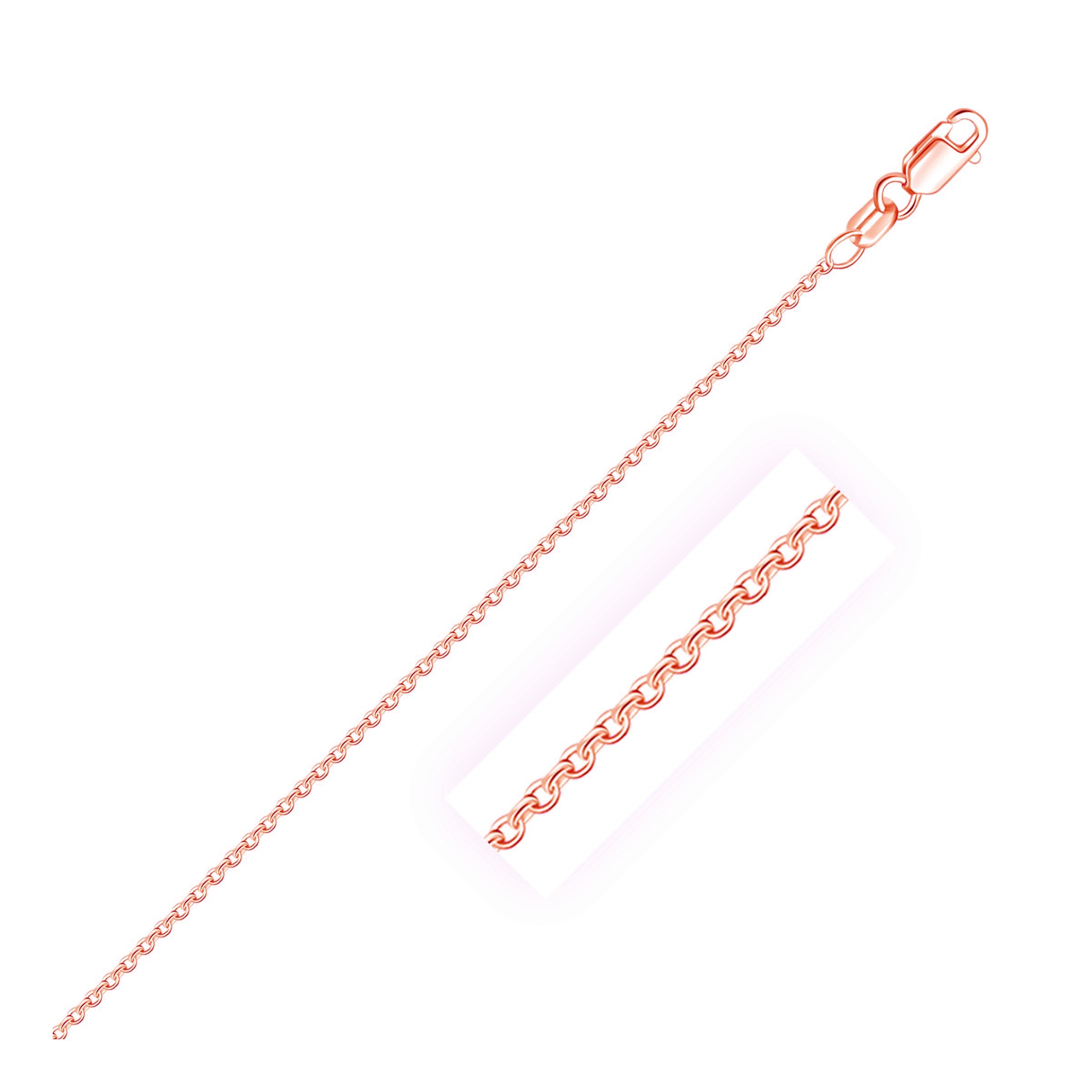 14k Rose Gold Round Cable Link Chain (1.50 mm)