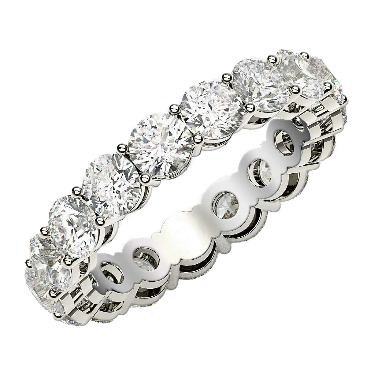 Round Cut Lab Grown Diamond Eternity Ring in 14k White Gold (3 cttw FG/VS2)