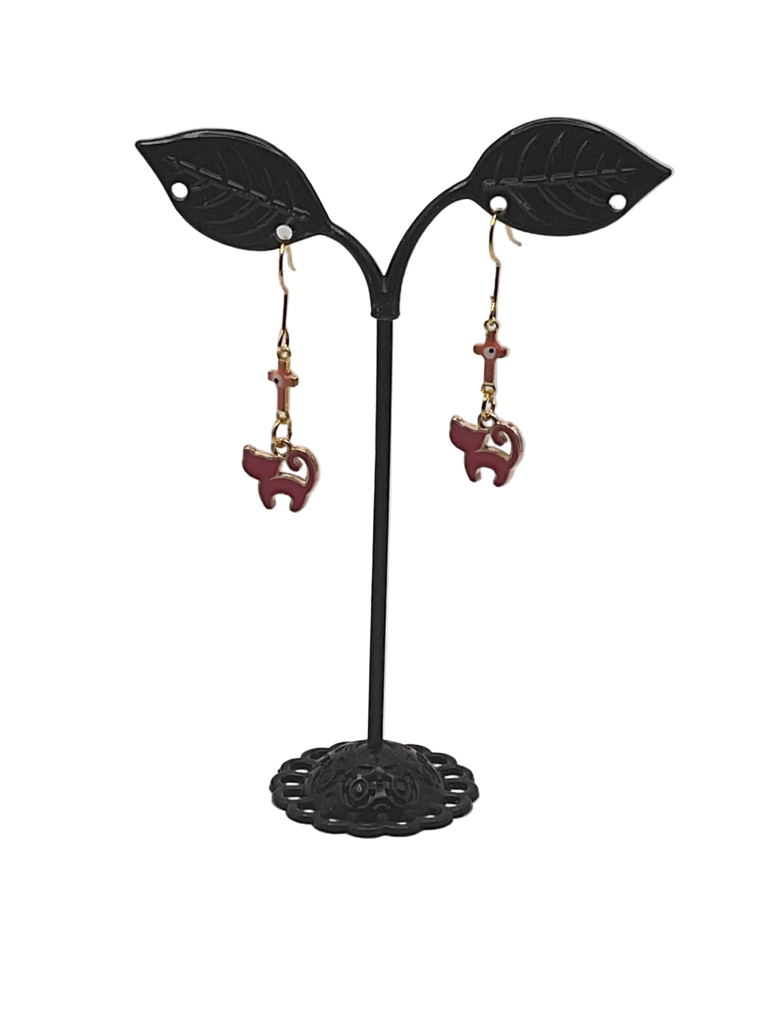 Kitties,Crosses  and Crystal  Earrings