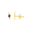 14k Yellow Gold and Enamel Black Lightning Bolt Stud Earrings