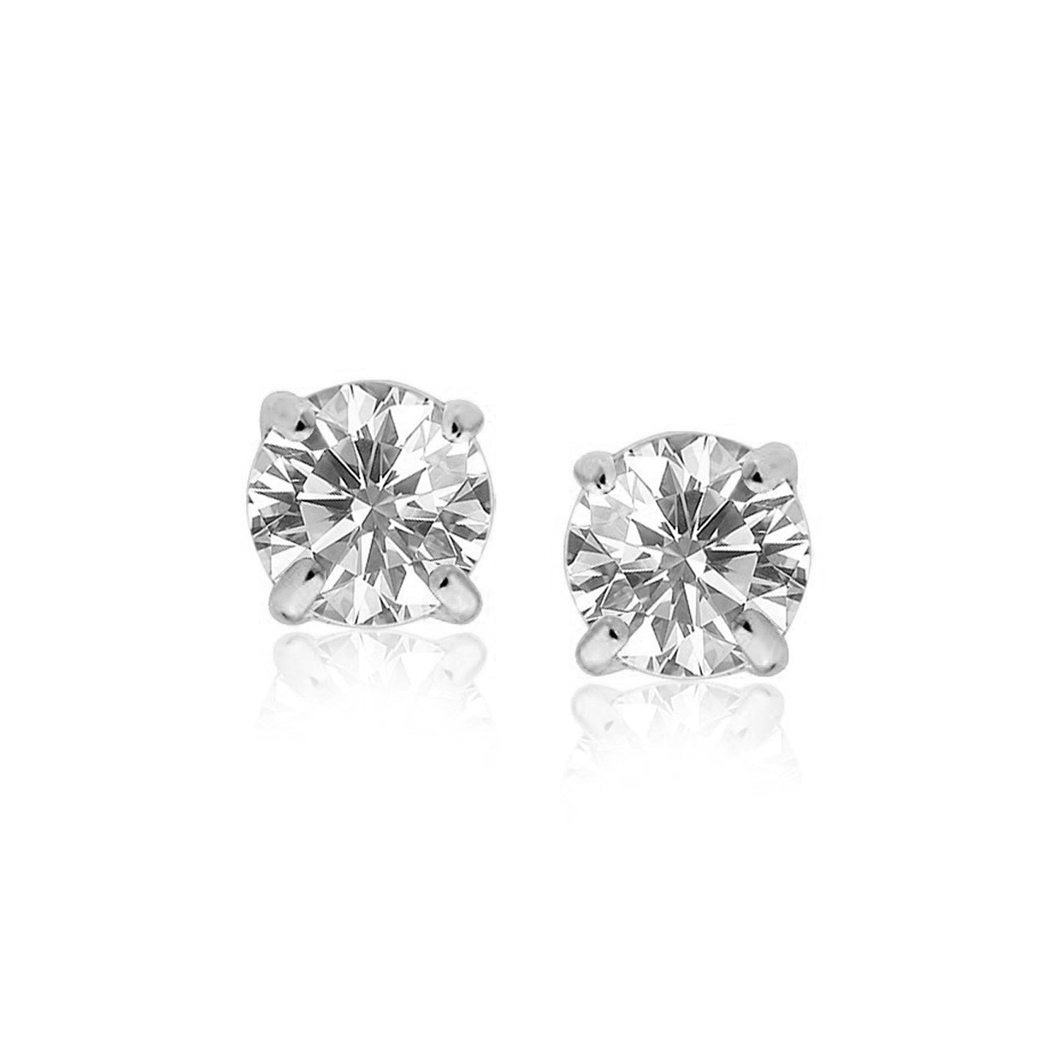 Sterling Silver Round CZ Stud Earrings(8mm)