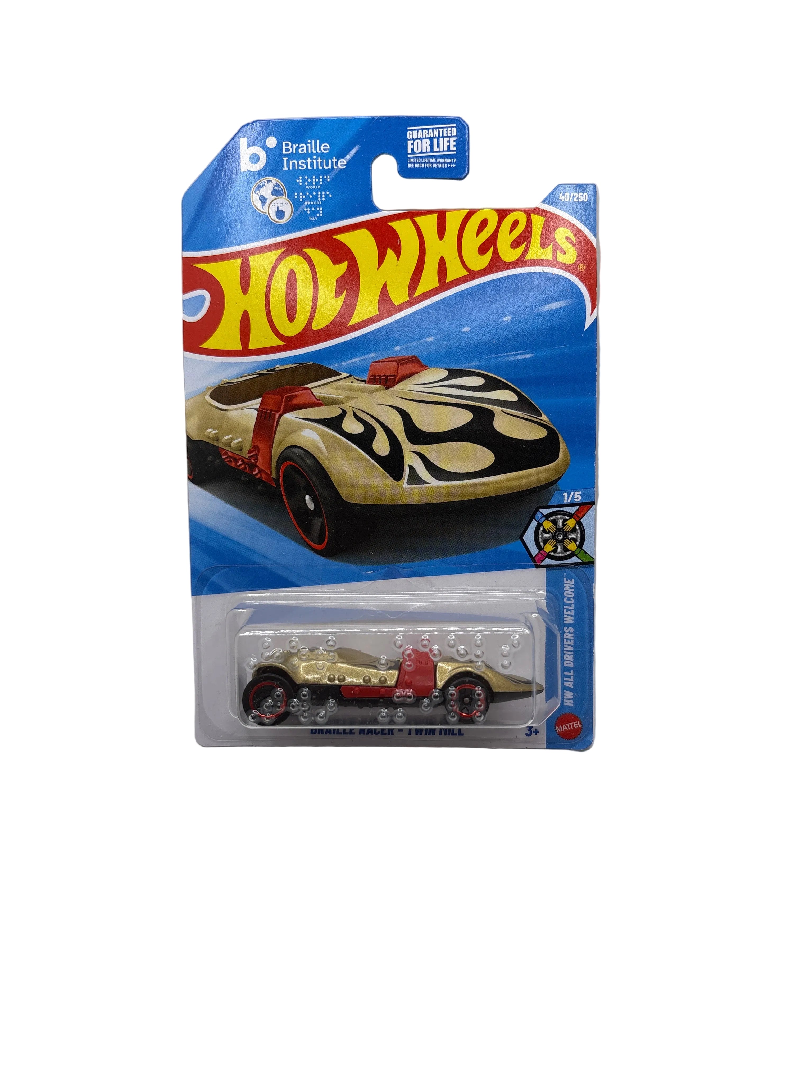 Hot Wheels Braille Racer-Twin Mill Diecast gold