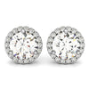 14k White Gold Round Prong Halo Style Earrings (1 cttw)