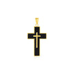 Cross Pendant with Black Enamel in 14k Yellow Gold