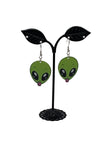 Green alien earrings