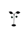 Green heart stone earrings