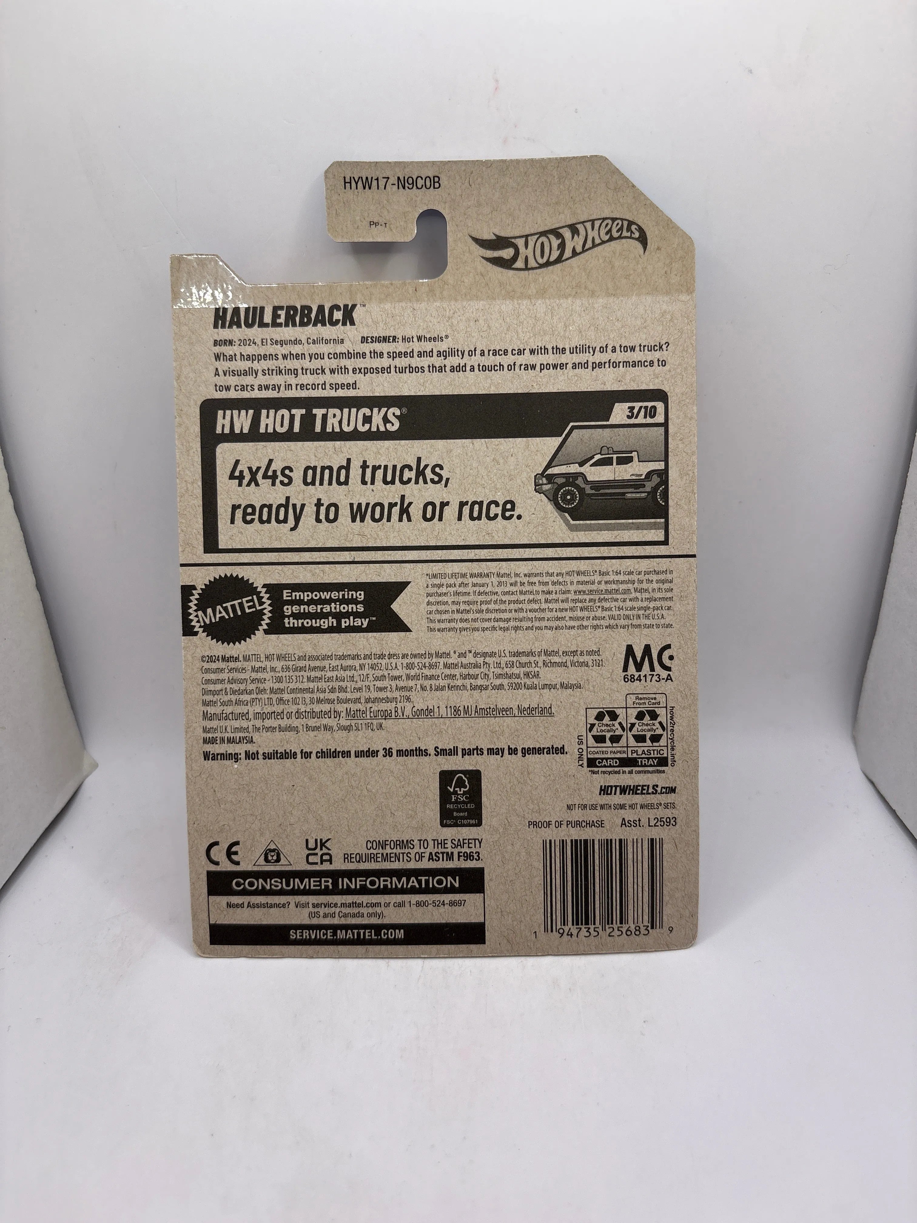 Hot Wheels Haulerback Diecast yellow