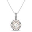 Round Shape Halo Diamond Pendant in 14k White and Rose Gold (1/2 cttw)