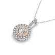 Round Shape Halo Diamond Pendant in 14k White and Rose Gold (1/2 cttw)