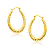 14k Yellow Gold Hoop Earrings with Textured Details