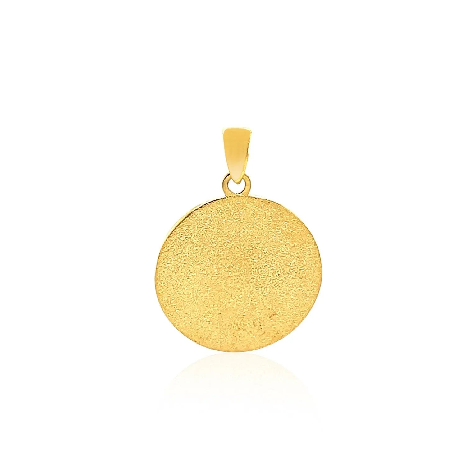 14k Two Tone Gold Round Textured Religious Medal Pendant