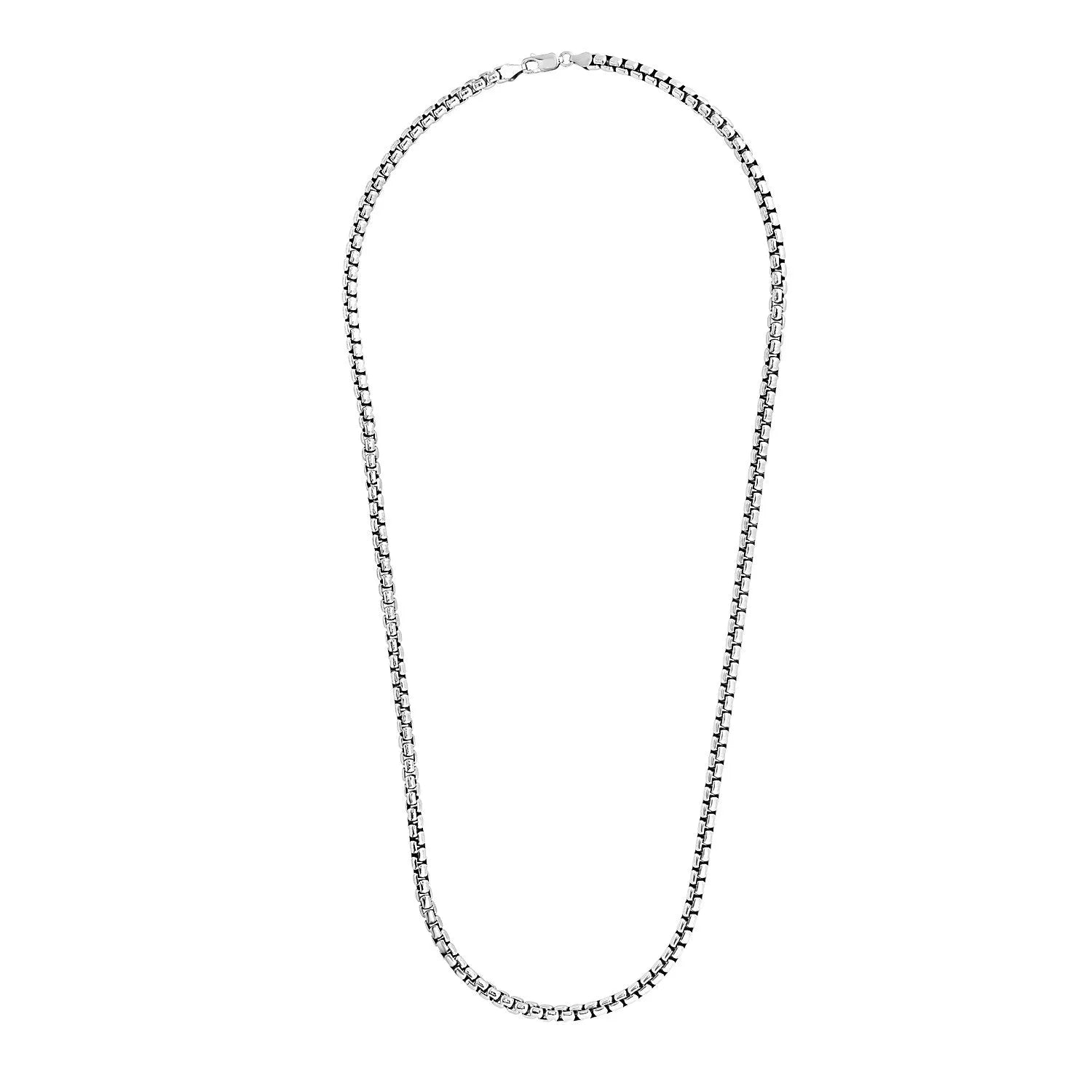 Sterling Silver Rhodium Plated Round Box Chain (5.20 mm)