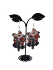 Motorcycle Santa Earrings