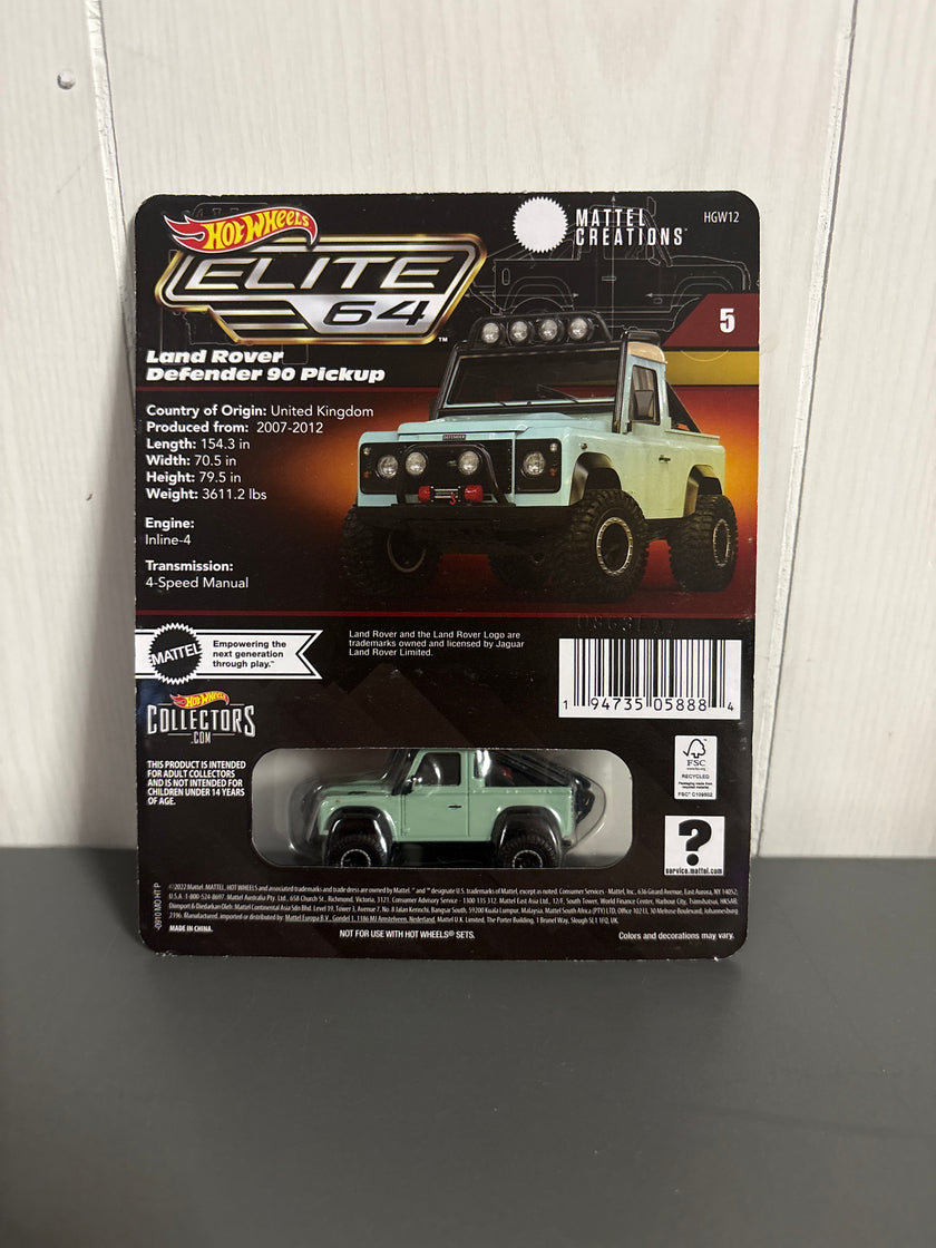 Hot Wheels Land Rover Defender 90 Pickup Diecast