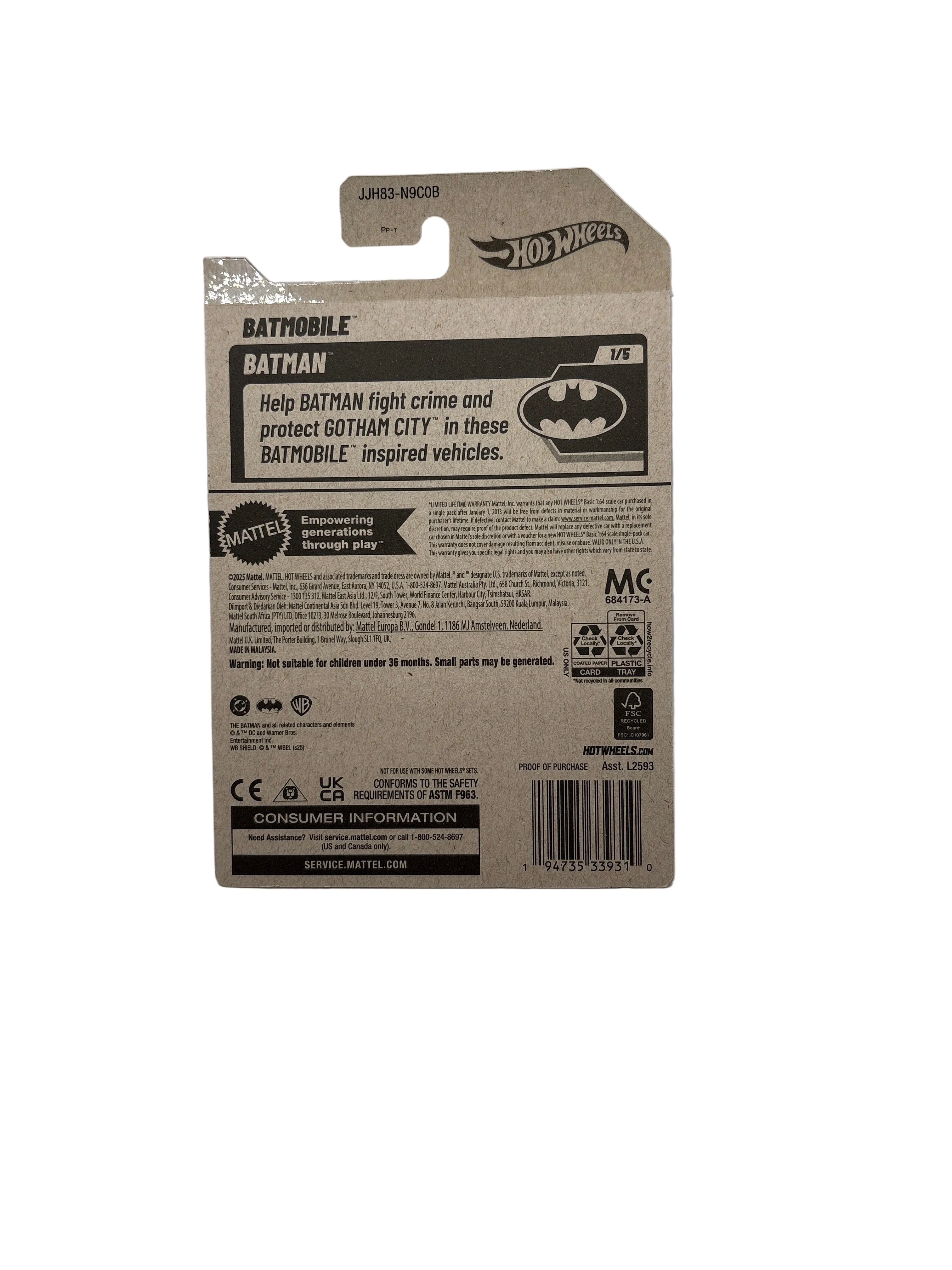 Hot Wheels Batmobile Diecast gray