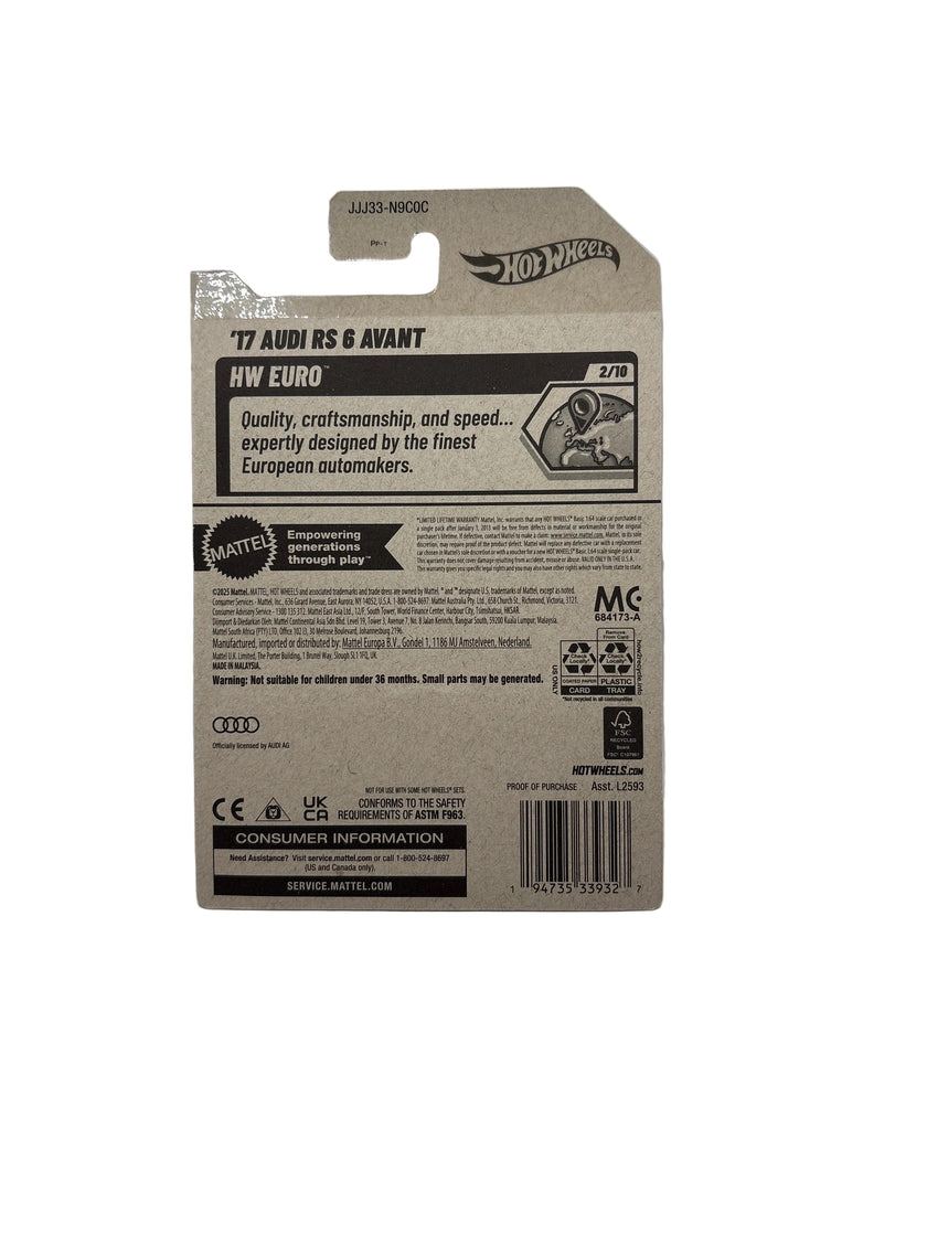 Hot Wheels 17 Audi RS 6 Avant Diecast yellow