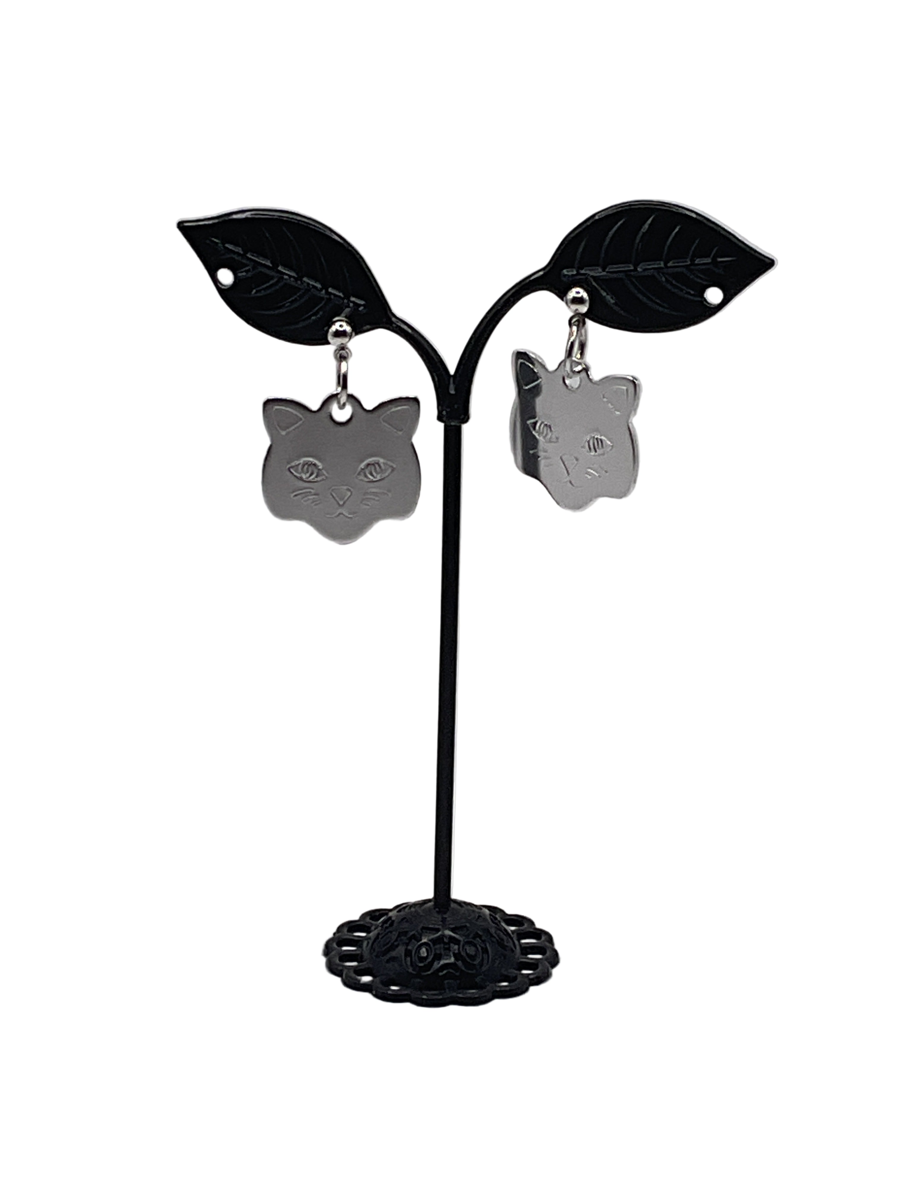 Cat Head Tag Earrings