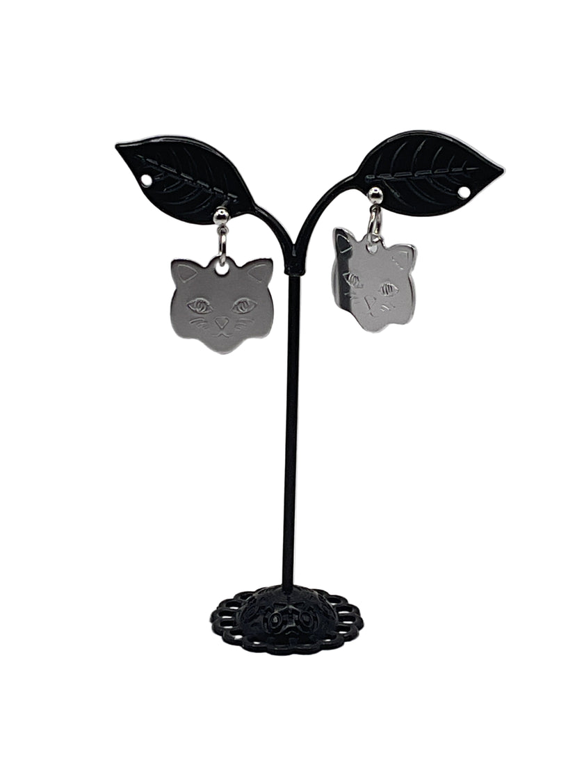 Cat Head Tag Earrings