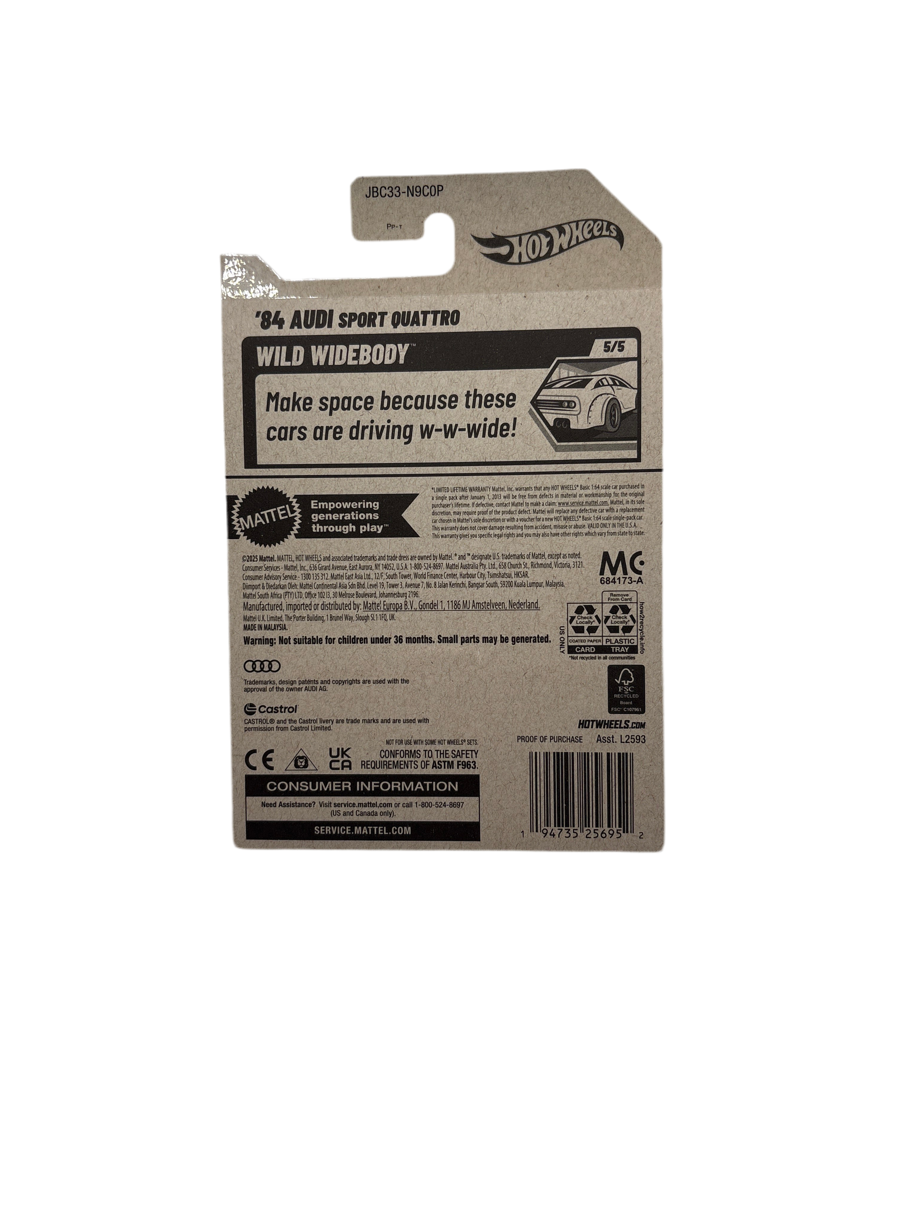 Hot Wheels 84 Audi Sport Quattro Diecast silver