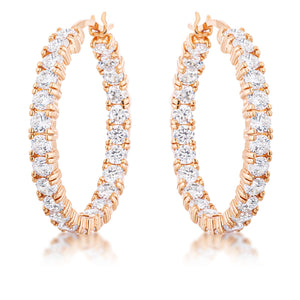 Rose Gold Plated CZ Hoop Earrings