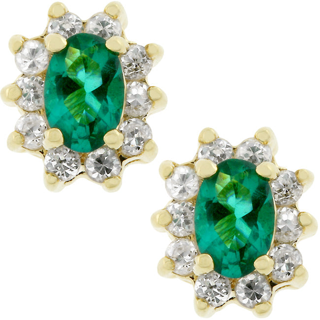 Emerald Flower Stud Earrings