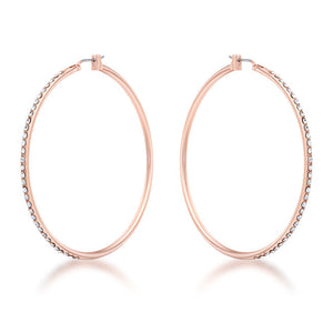 Large Rosegold Hoop Earrings with Crystals