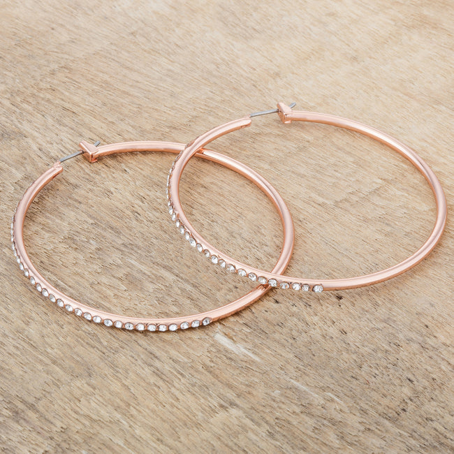 Large Rosegold Hoop Earrings with Crystals