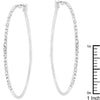 2 Inch Rhodium Plated Finish Cubic Zirconia Hoop Earrings