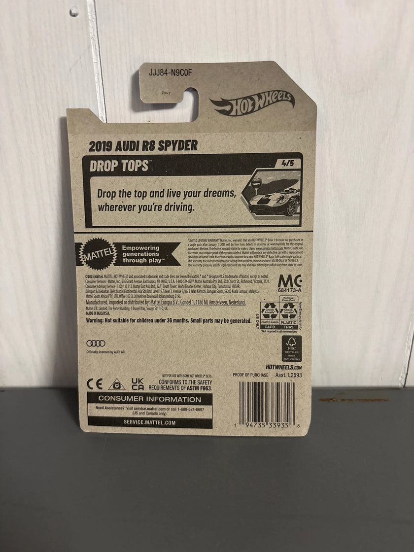 Hot Wheels 2019 Audi R8 Spyder Diecast black