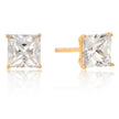 6mm New Sterling Princess Cut Cubic Zirconia Studs Gold