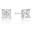 6mm New Sterling Princess Cut Cubic Zirconia Studs Silver